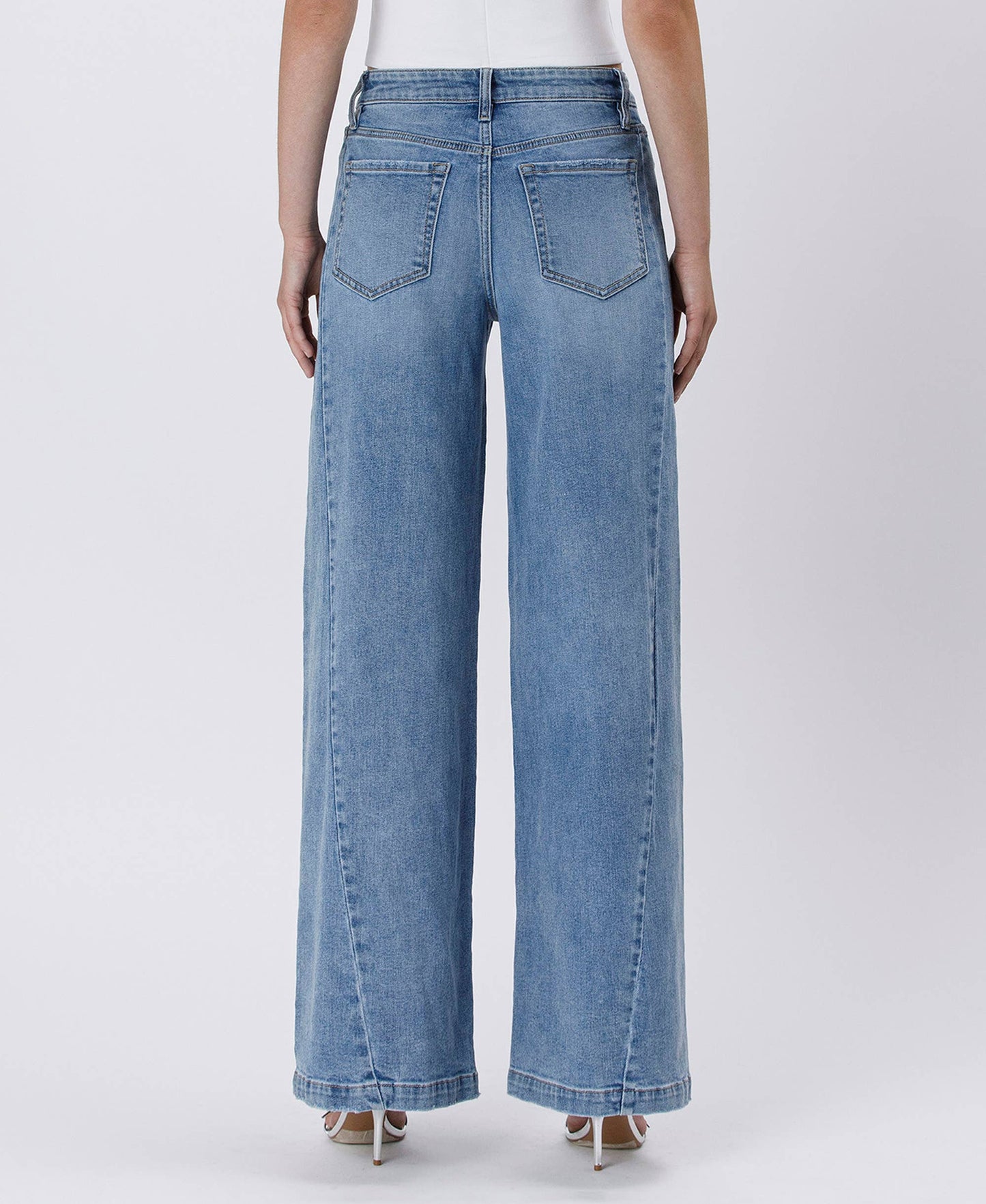 HIGH RISE SEAM DETAIL PALAZZO JEANS V3608: ENTHUSE / 30