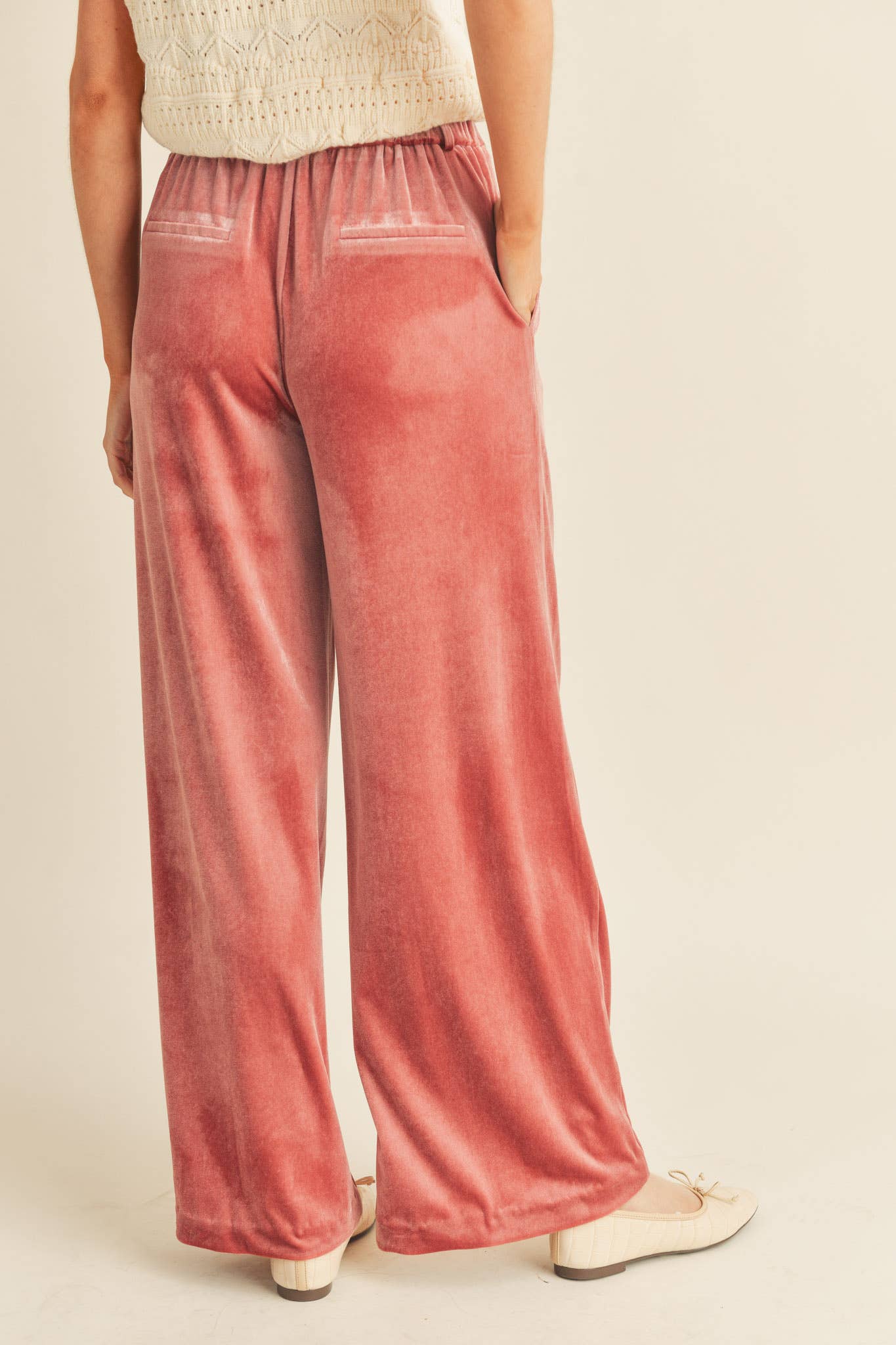 WIDE LEG VELVET TROUSERS MP2503: ROSE MAUVE / M
