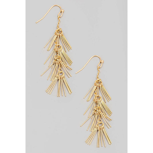 Dainty Metallic Bar Fringe Dangle Chain Earrings: G