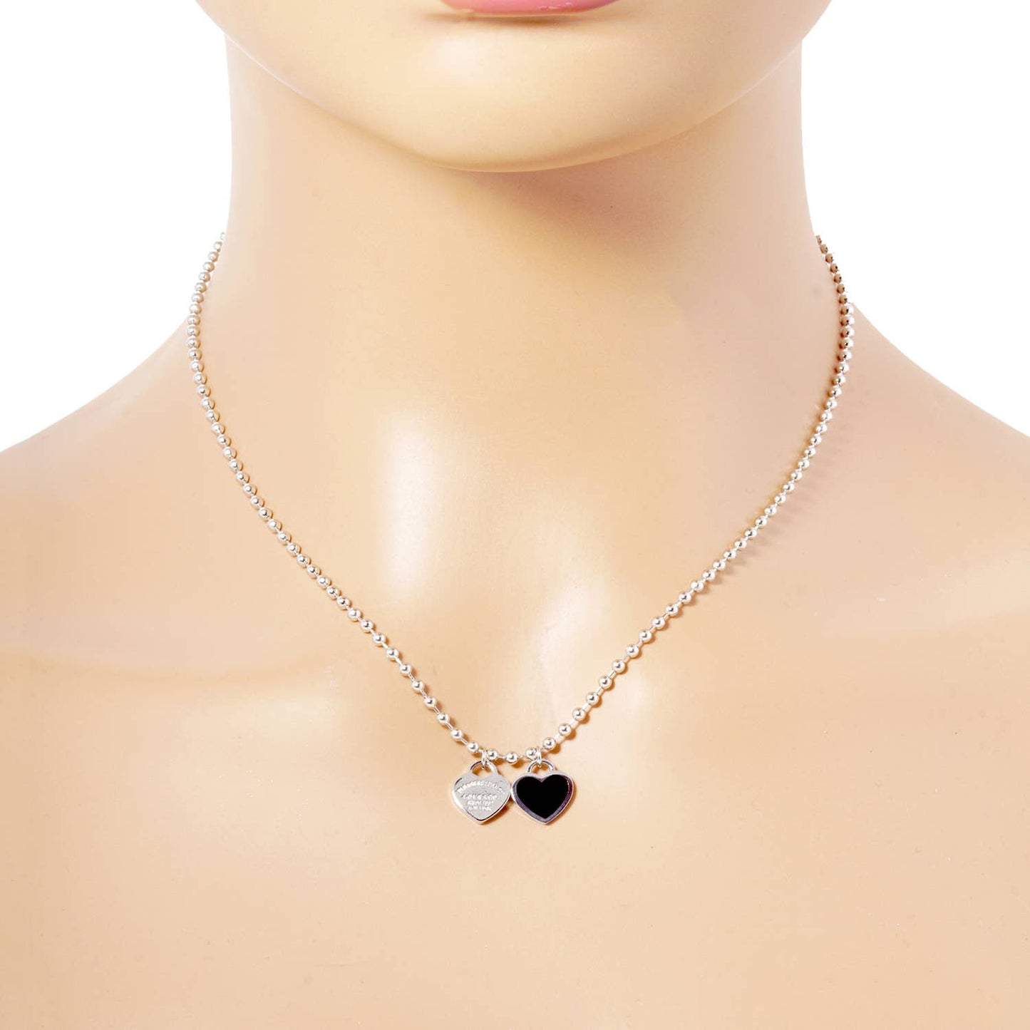 Gold plated Enamel Heart Pendant Necklace : Gold White