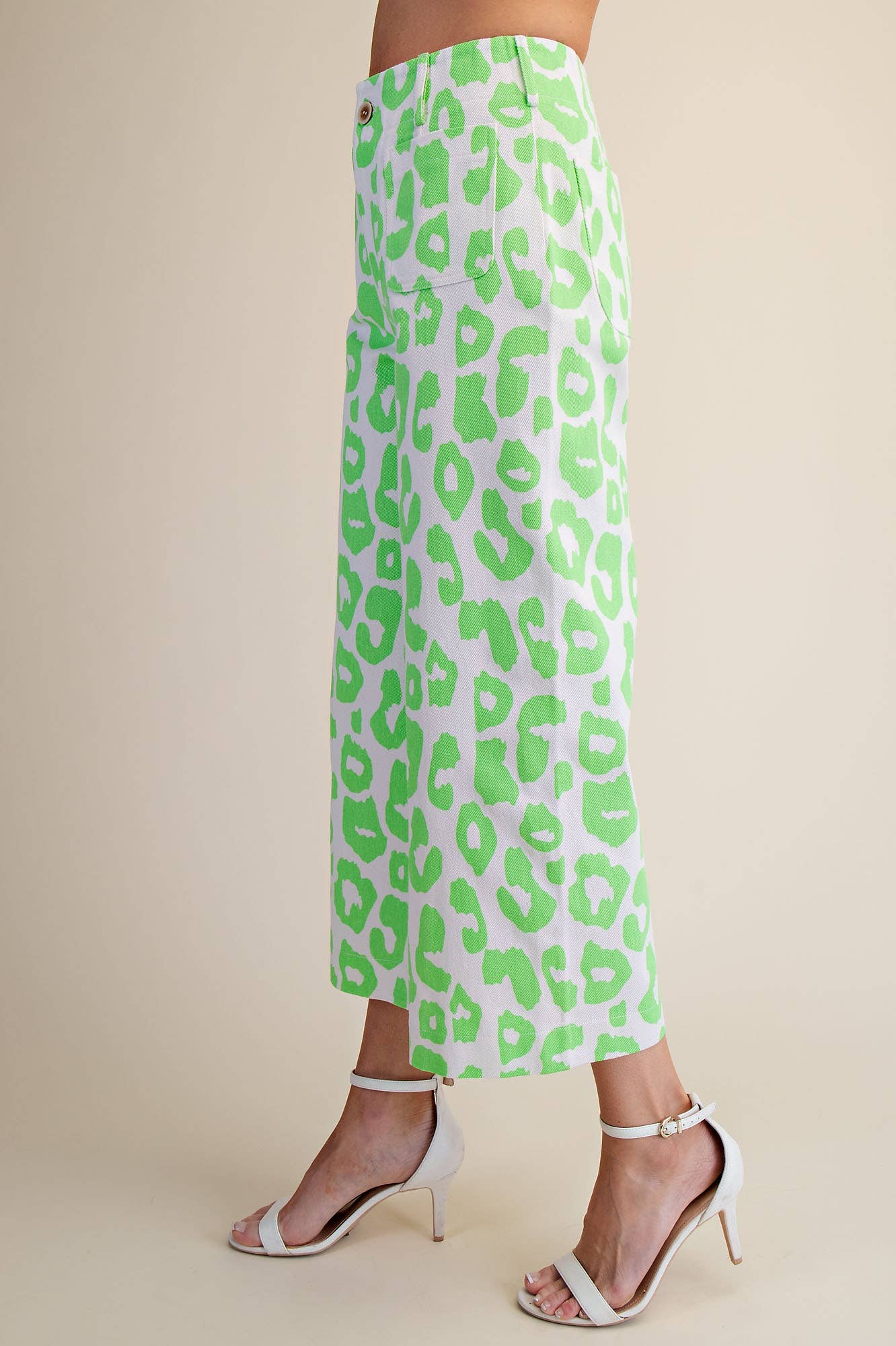 Colette Cropped Wide-Leg Neon Leopard Pants: Pink / S
