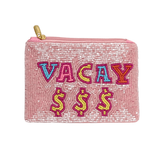 Ladies VACAY Themed Fully Beaded Coin Purse