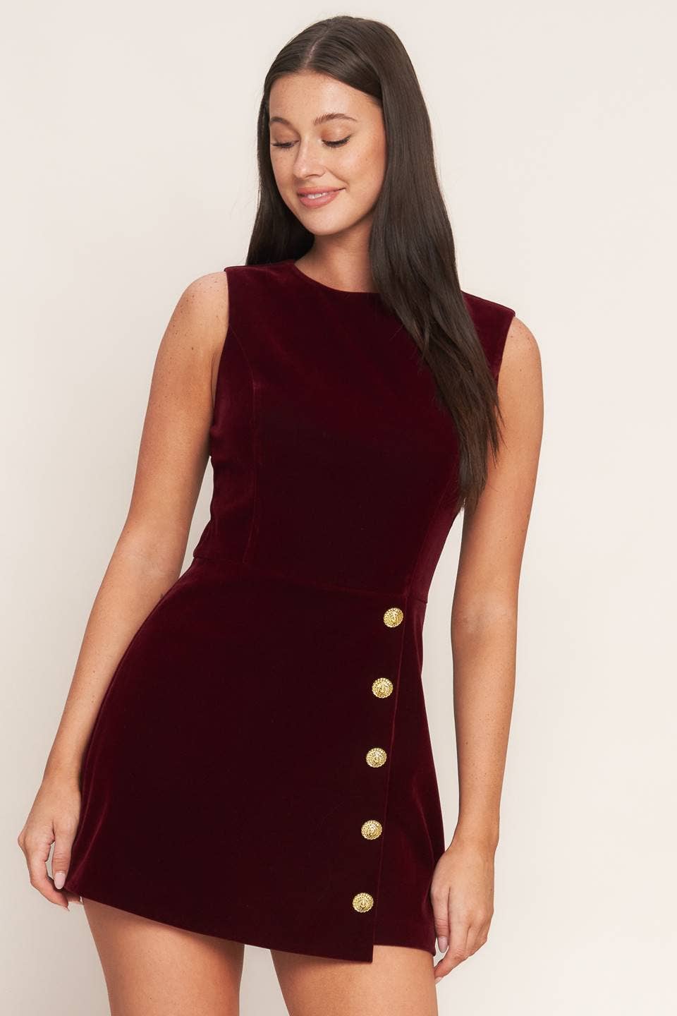 A velvet romper - IP9004: Burgundy / Contemporary / S
