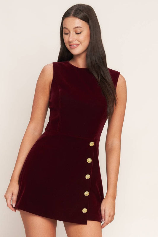 A velvet romper - IP9004: Burgundy / Contemporary / M