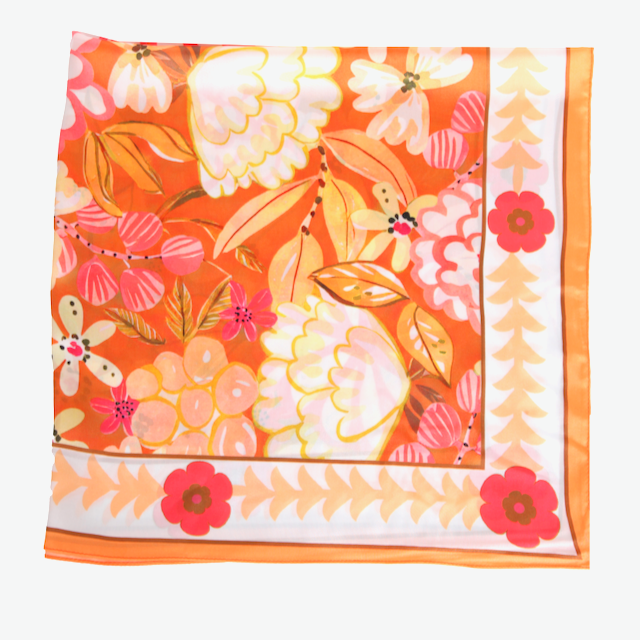 S26086 100% Polyester Lightweight Square Scarf: 04 Orange