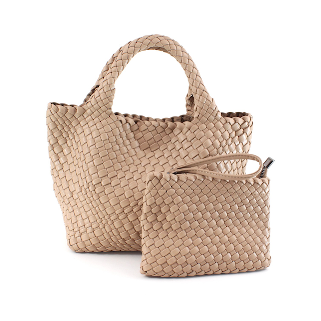 P24013 Medium Woven Tote Crossbody Bag w/Cosmetic Pouch: 12 S Blue