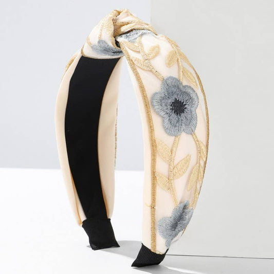 FLORAL COTTAGECORE  EMBROIDERY HAIR BAND HEADBAND | 40HB166: A