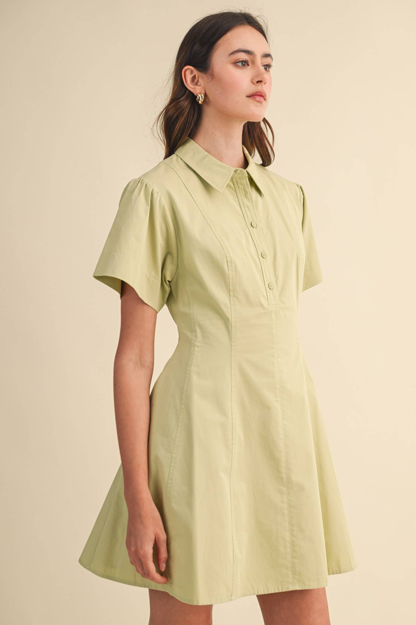 FIT AND FLARE SHORT SLEEVE MINI DRESS MDR4853: TEABERRY / M