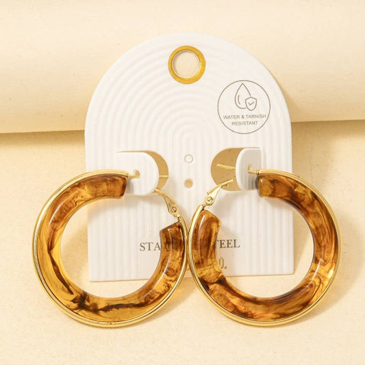 Stainless Steel Edge Acrylic Latch Hoop Earrings: SGBR