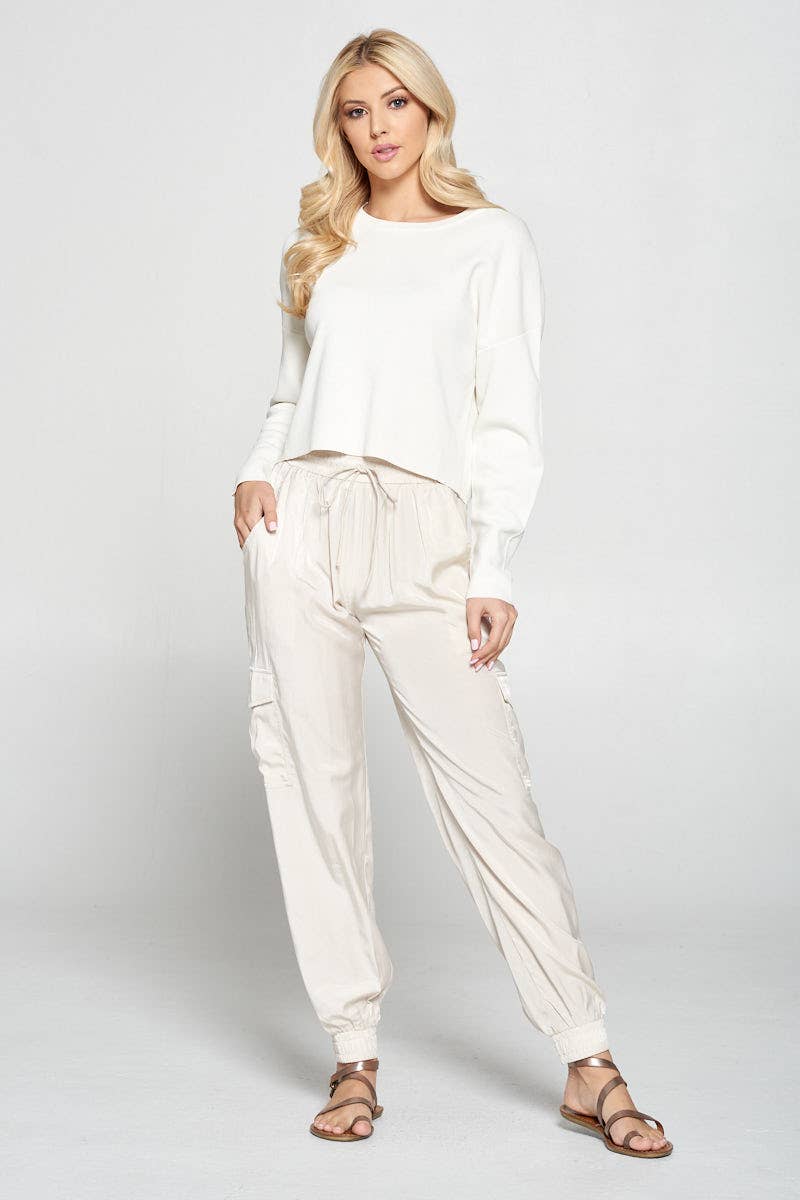 WOVEN CARGO PANTS - OYSTER: MEDIUM