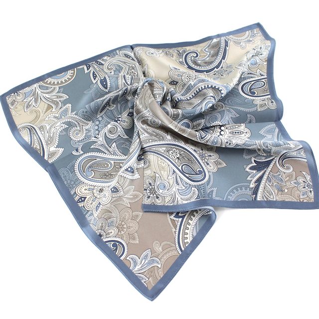 S25061 100% Silk Square Scarf (21"x21"): 02 CRM/GRN/YLW