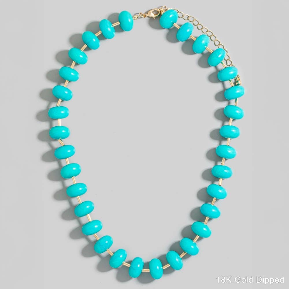 Gold Dipped Bars And Resin Beads Necklace: GDGRY