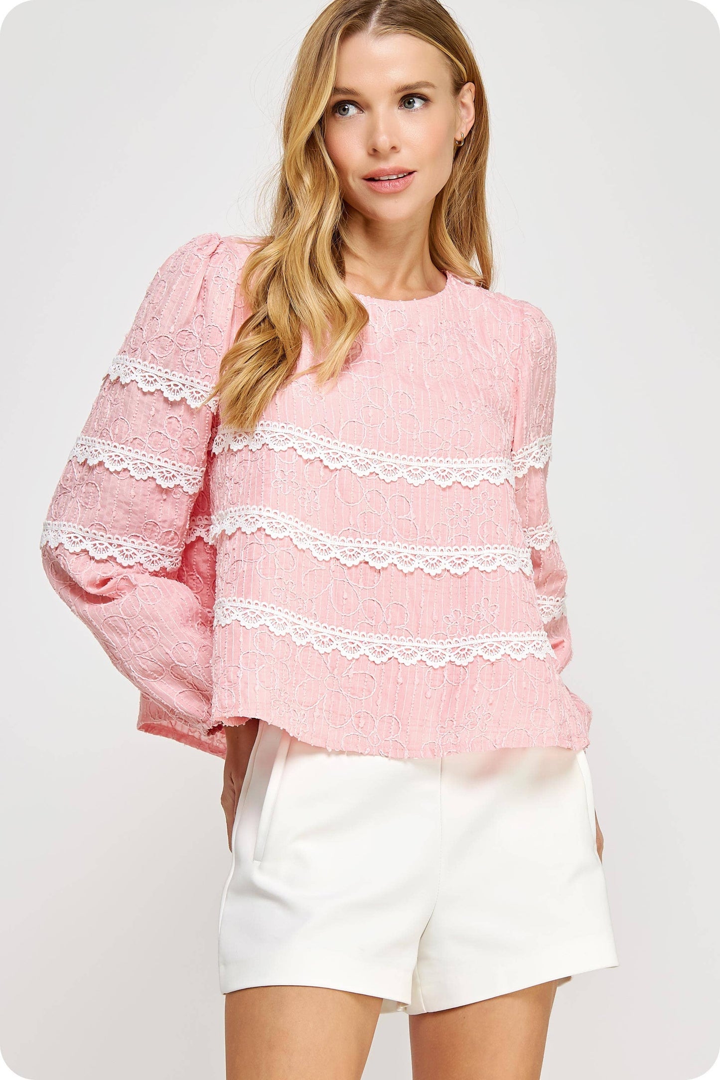 Contrast Lace Trim Detail Top: Muted Lime / S