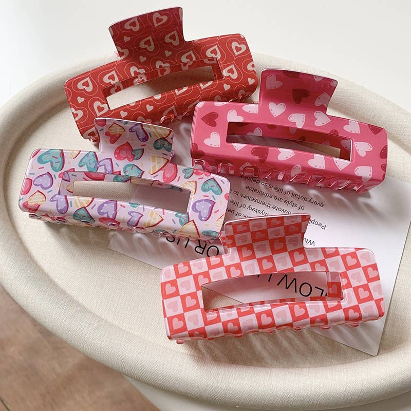 VALENTINE'S  DAY GIFT  HEART HAIR CLAW CLIPS | 40H887: B