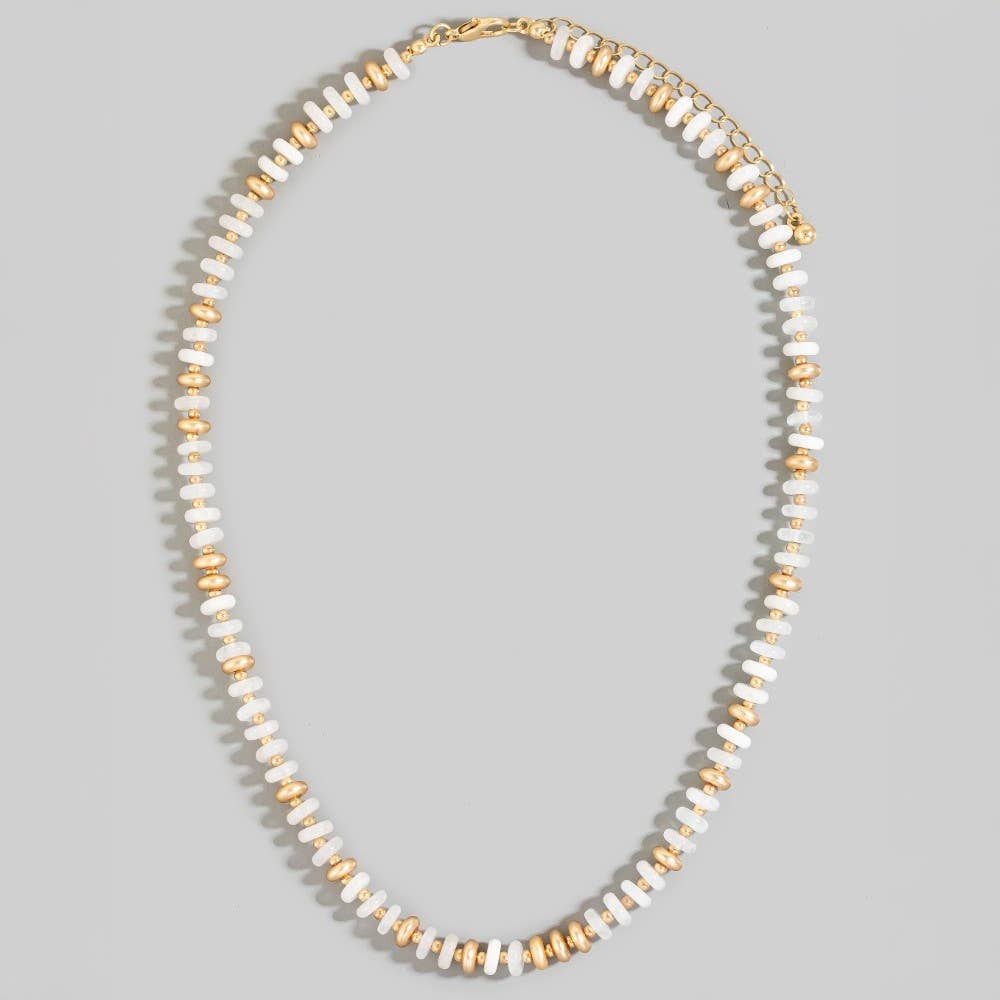 Semi Precious Stone Disc Beaded Necklace: TQ