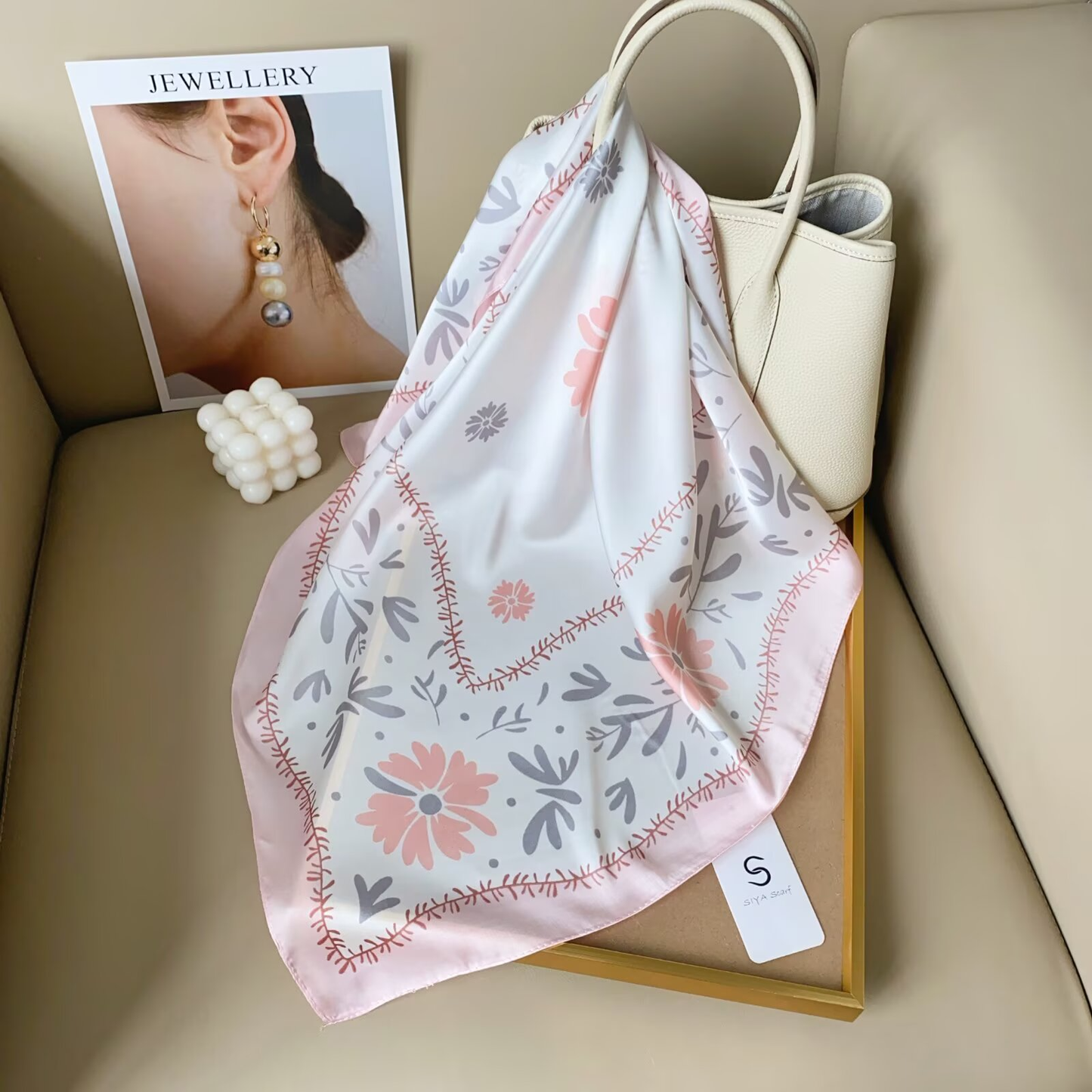 S26097 100% Polyester Lightweight Square Scarf: 01 Orange
