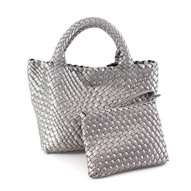 P24013 Medium Woven Tote Crossbody Bag w/Cosmetic Pouch: 12 S Blue