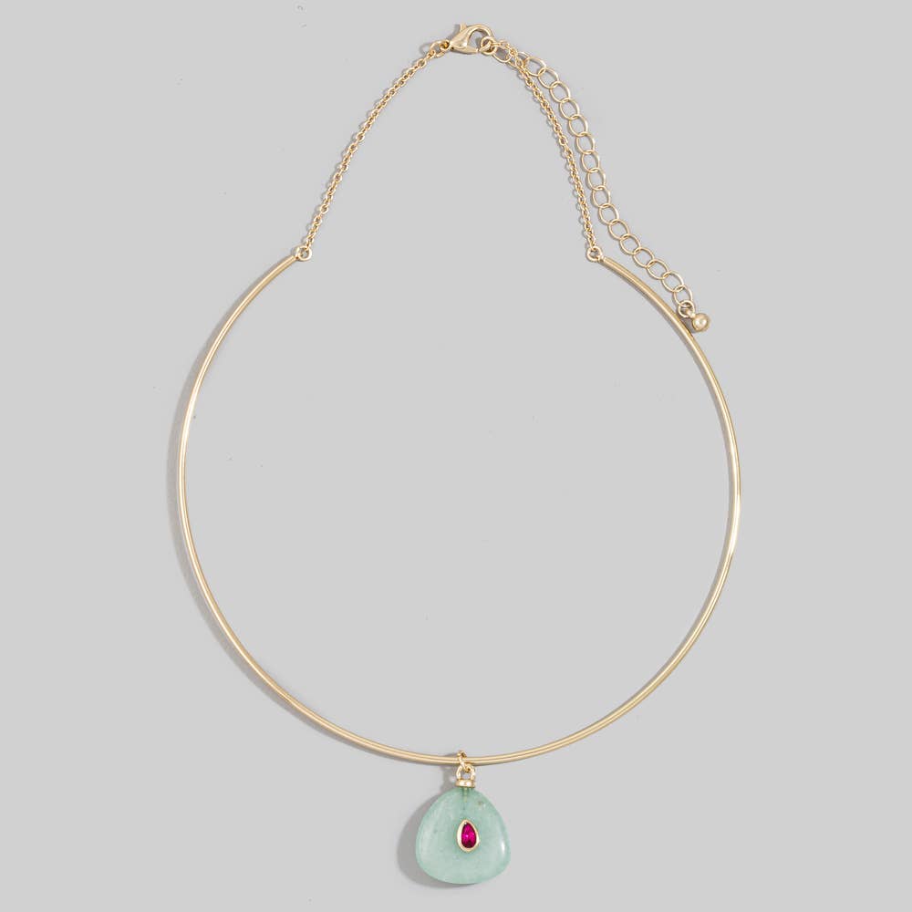 Choker Necklace With Crystal Inset Stone Pendant: GDMI