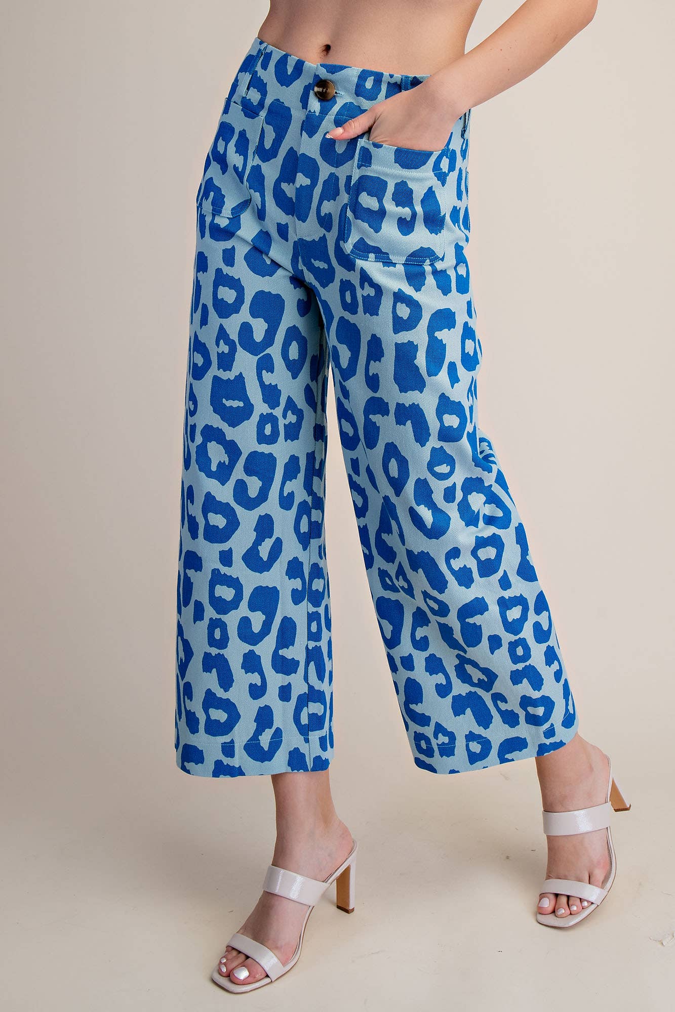 Colette Cropped Wide-Leg Neon Leopard Pants: Pink / M