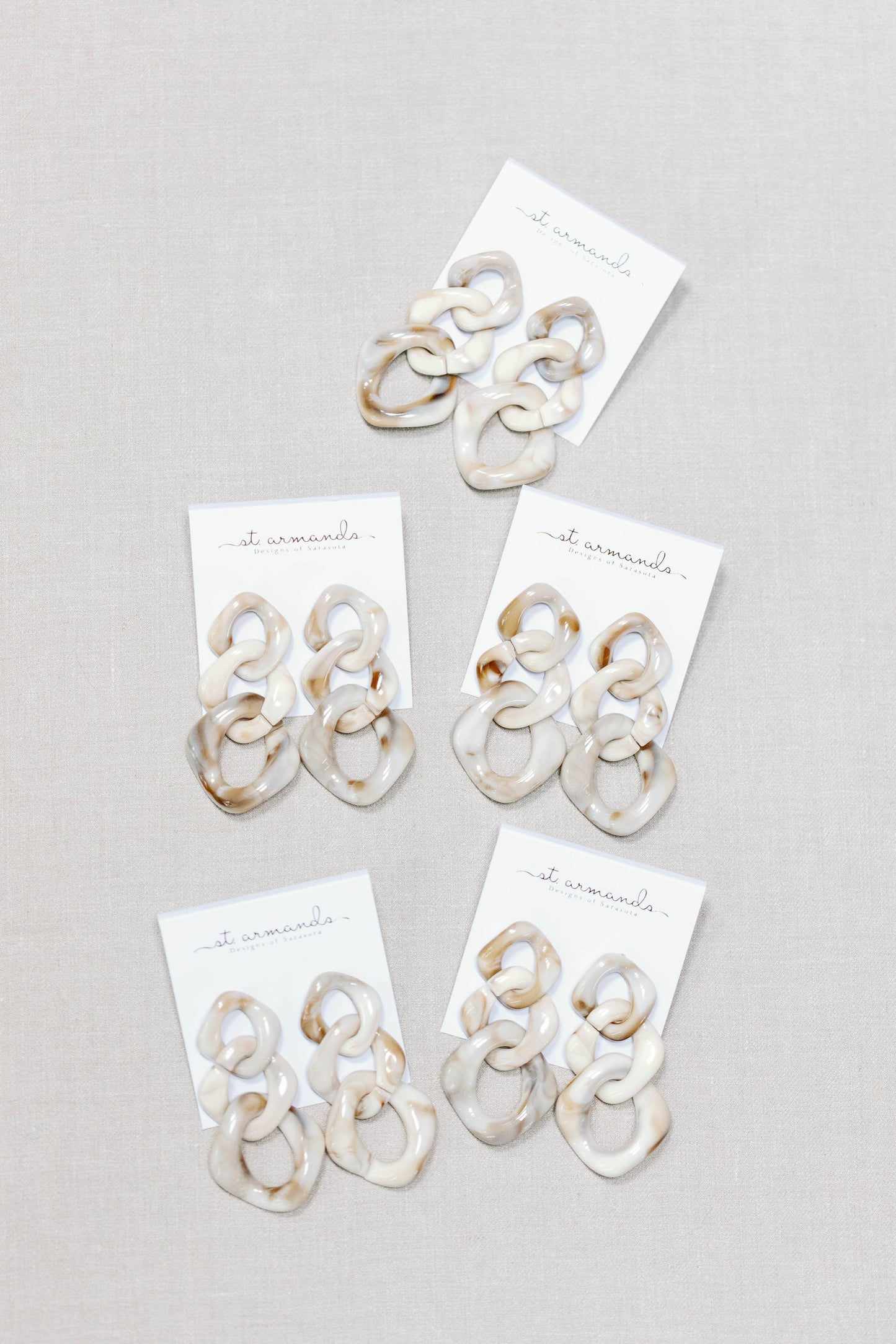 Cream Lucite Chain Statement Drop Earrings