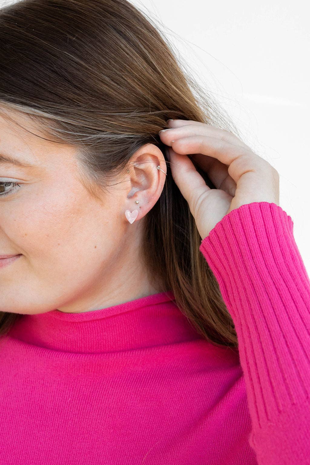 Hand Drawn Heart Studs - Pink // Jewelry, Earrings, Valentine's