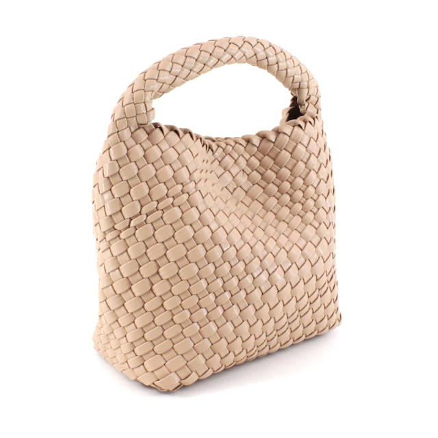 P24015 Medium Woven Hobo Crossbody Bag w/Cosmetic Pouch: 03 Khaki