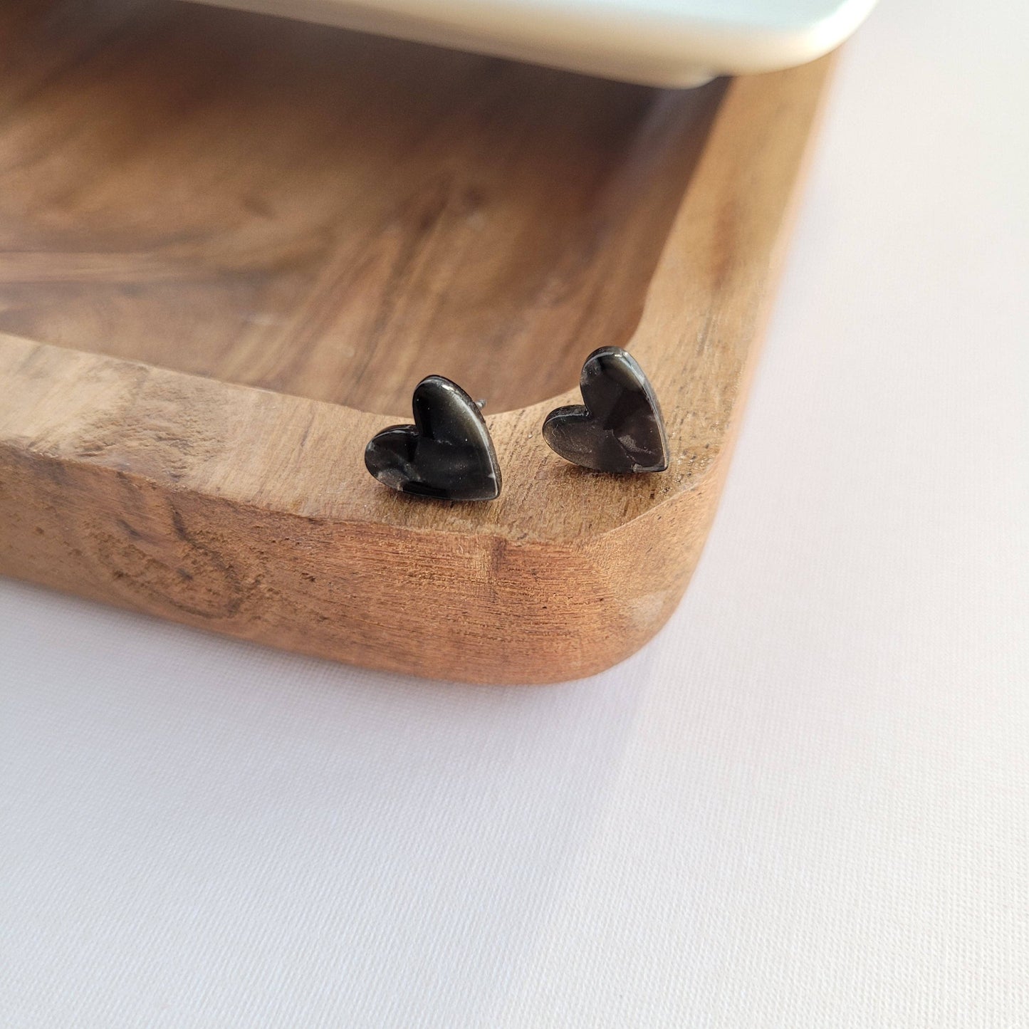 Hand Drawn Heart Studs - Black // Jewelry, Earrings, Valentine's