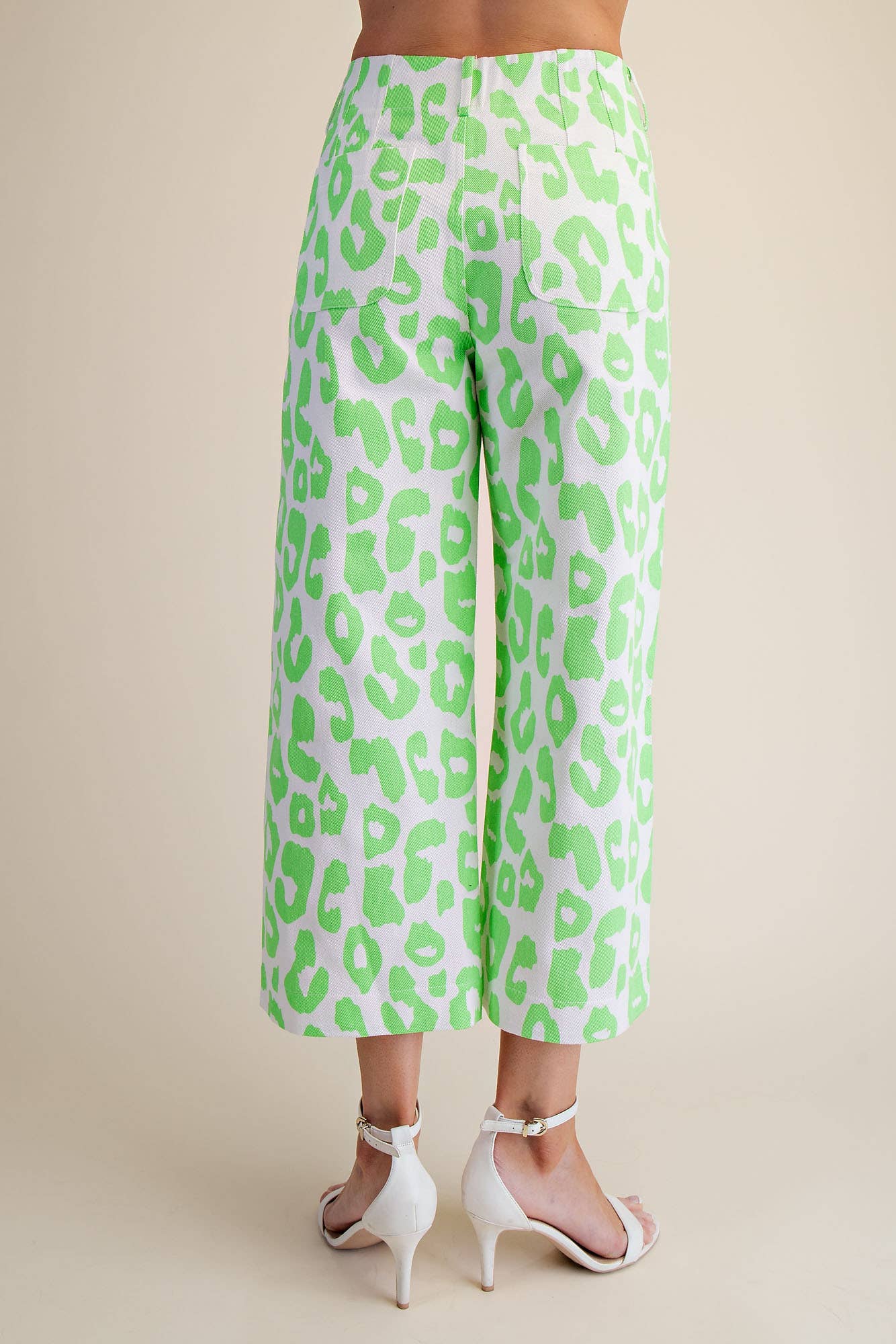 Colette Cropped Wide-Leg Neon Leopard Pants: Pink / S