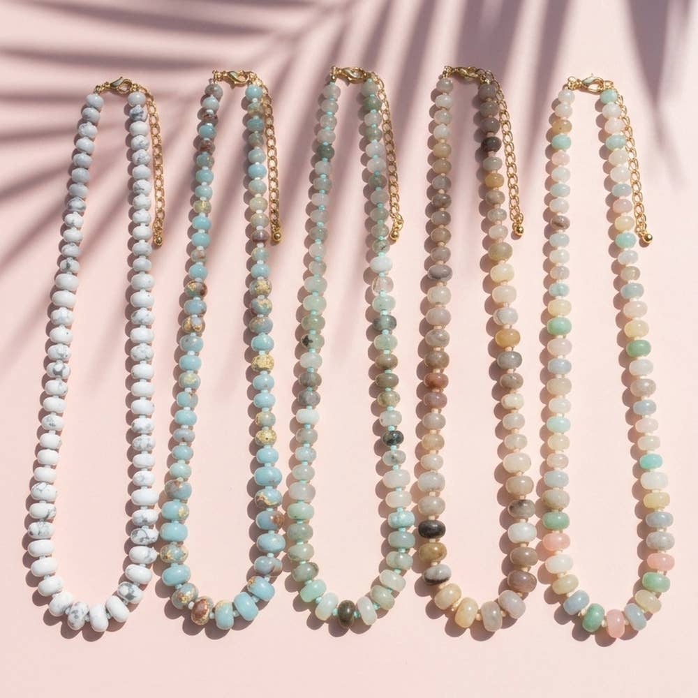Rondelle Semi Precious Stone Beaded Necklace: LMUL
