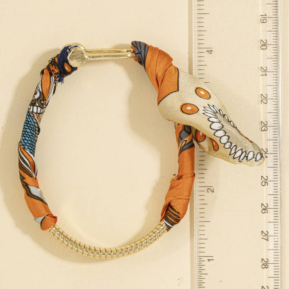 Scarf Wrapped Tube Bangle Bracelet: GDWHT