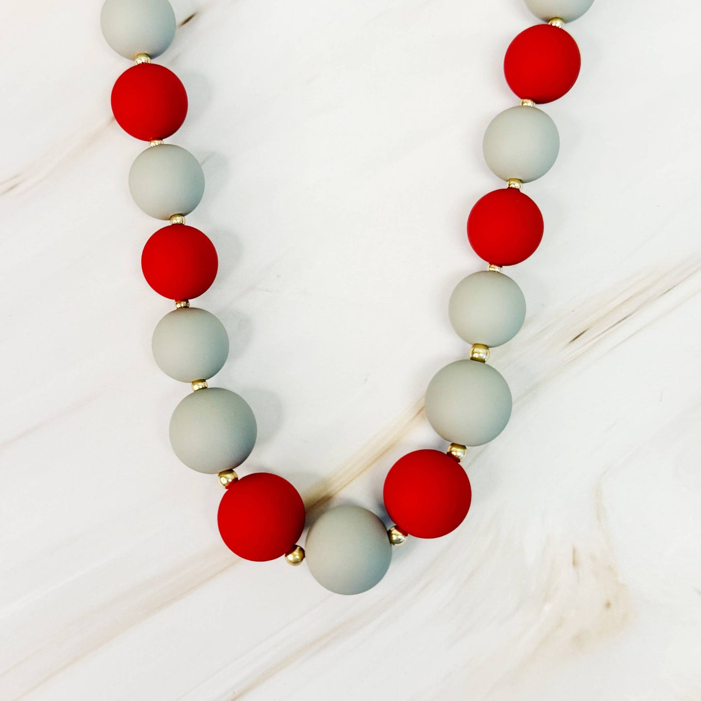 Champion Of The Game Ball Bead Necklace: Orange/White