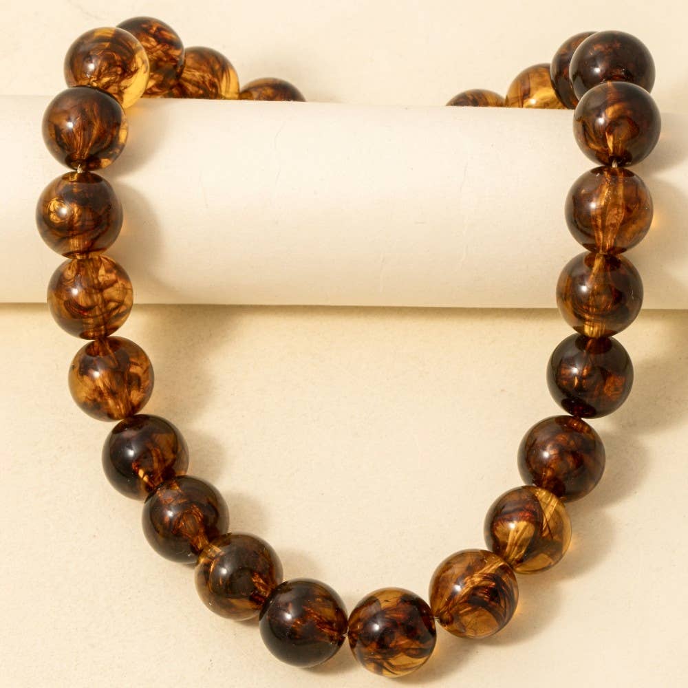 Large Tortoise Shell Ball Beaded Necklace: STOG