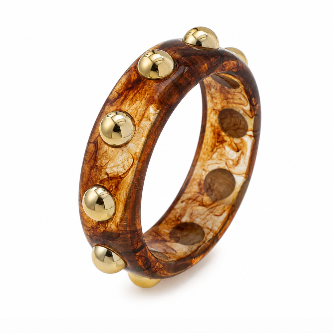 Amber Gold Studded Resin Bangle