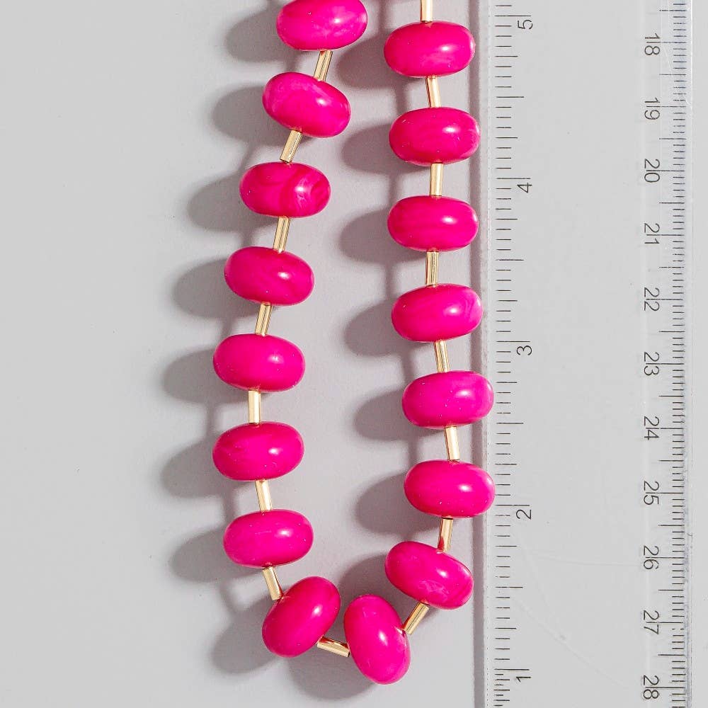 Gold Dipped Bars And Resin Beads Necklace: GDTQS