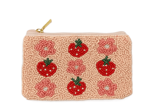 Ladies Berries Themed Fully Beaded Coin Purse