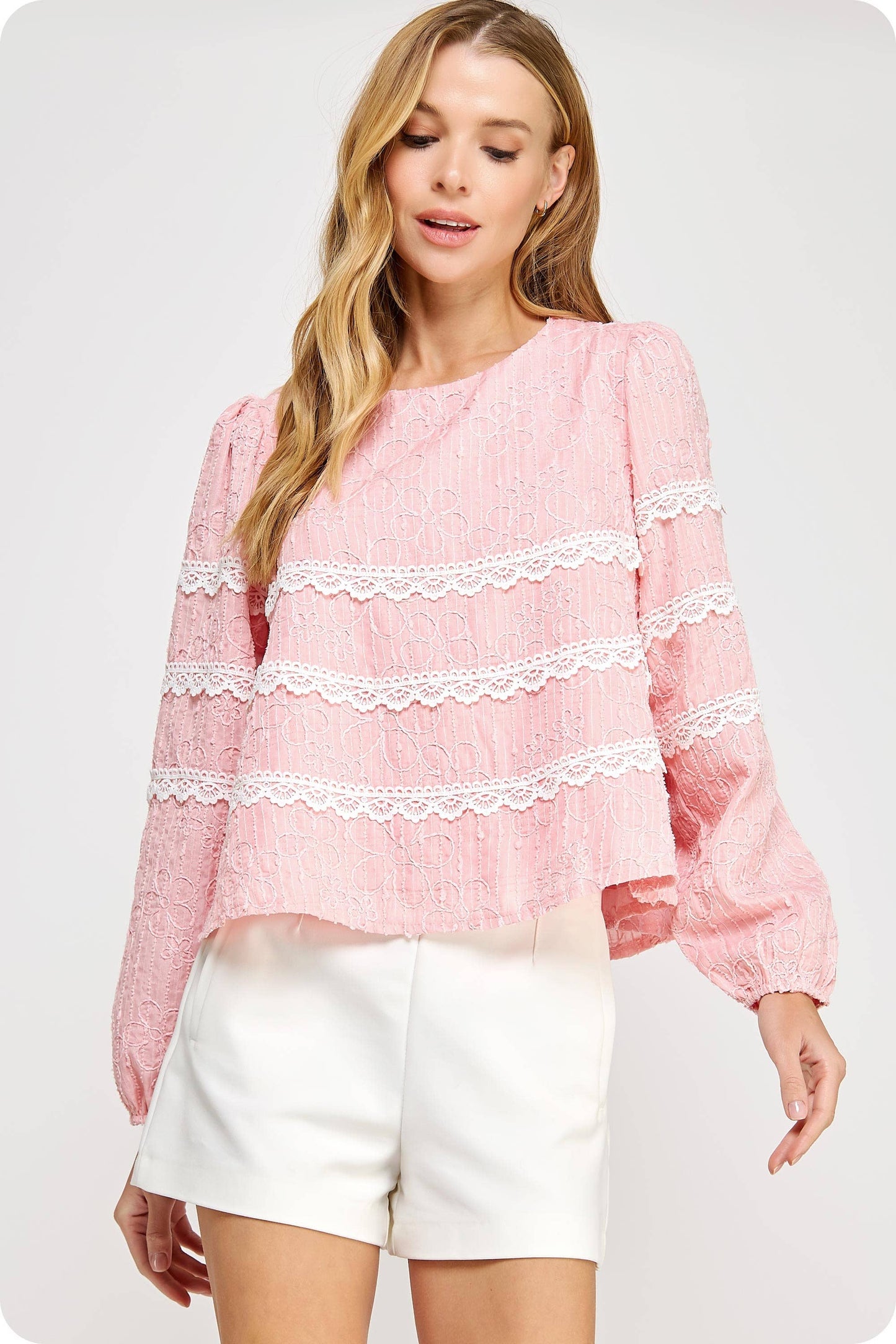 Contrast Lace Trim Detail Top: Muted Lime / L