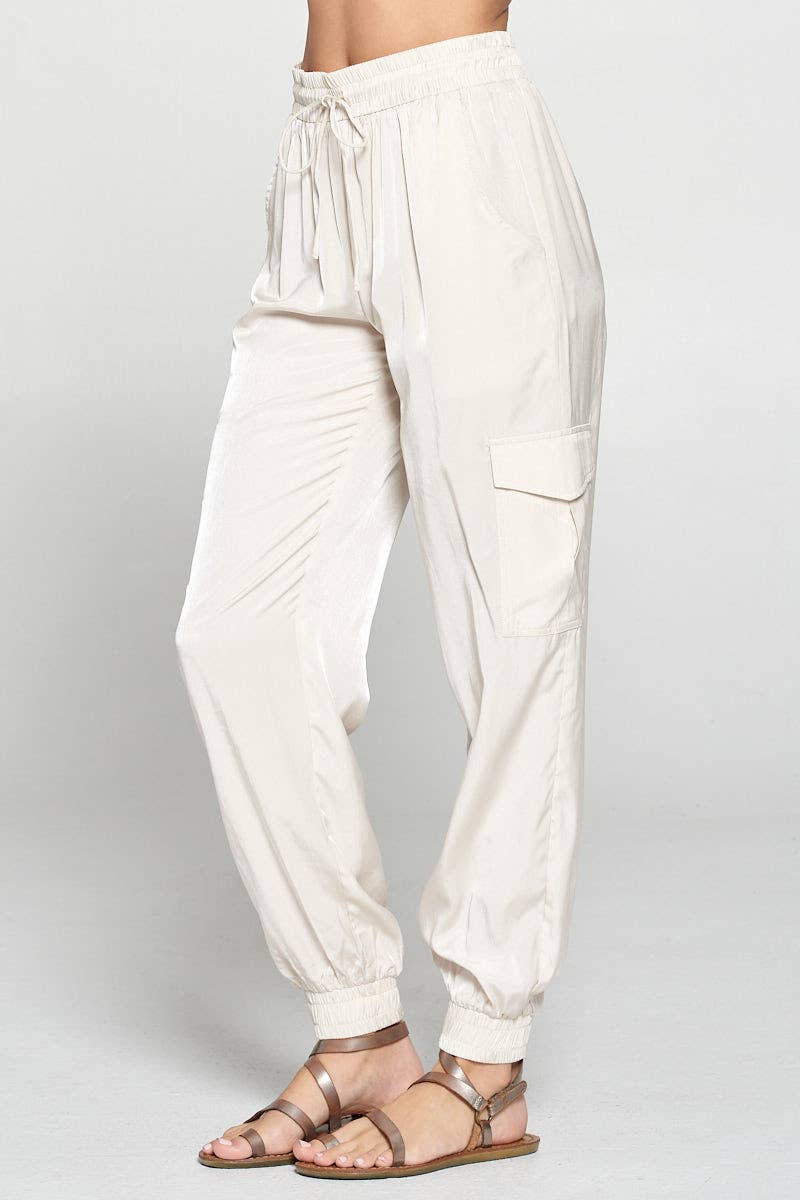 WOVEN CARGO PANTS - OYSTER: MEDIUM