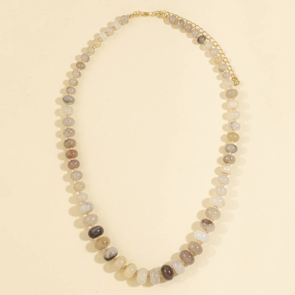 Rondelle Semi Precious Stone Beaded Necklace: LMUL