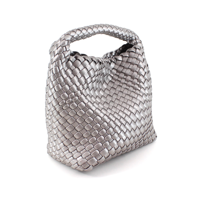 P24015 Medium Woven Hobo Crossbody Bag w/Cosmetic Pouch: 03 Khaki
