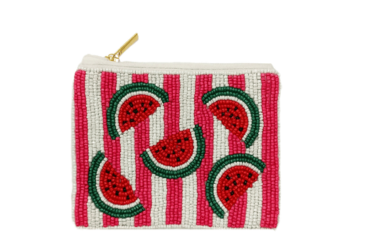 Ladies Watermelon Slices Fully Beaded Coin Purse