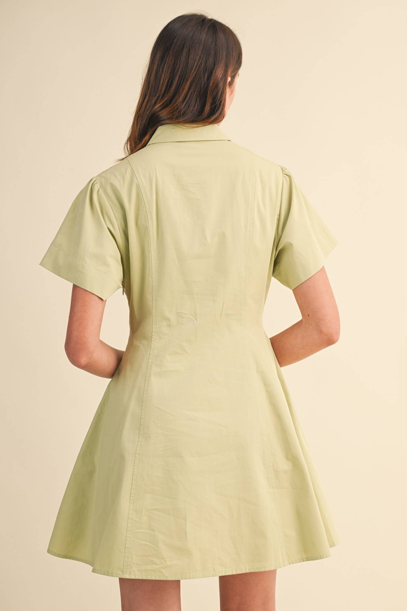 FIT AND FLARE SHORT SLEEVE MINI DRESS MDR4853: TEABERRY / M