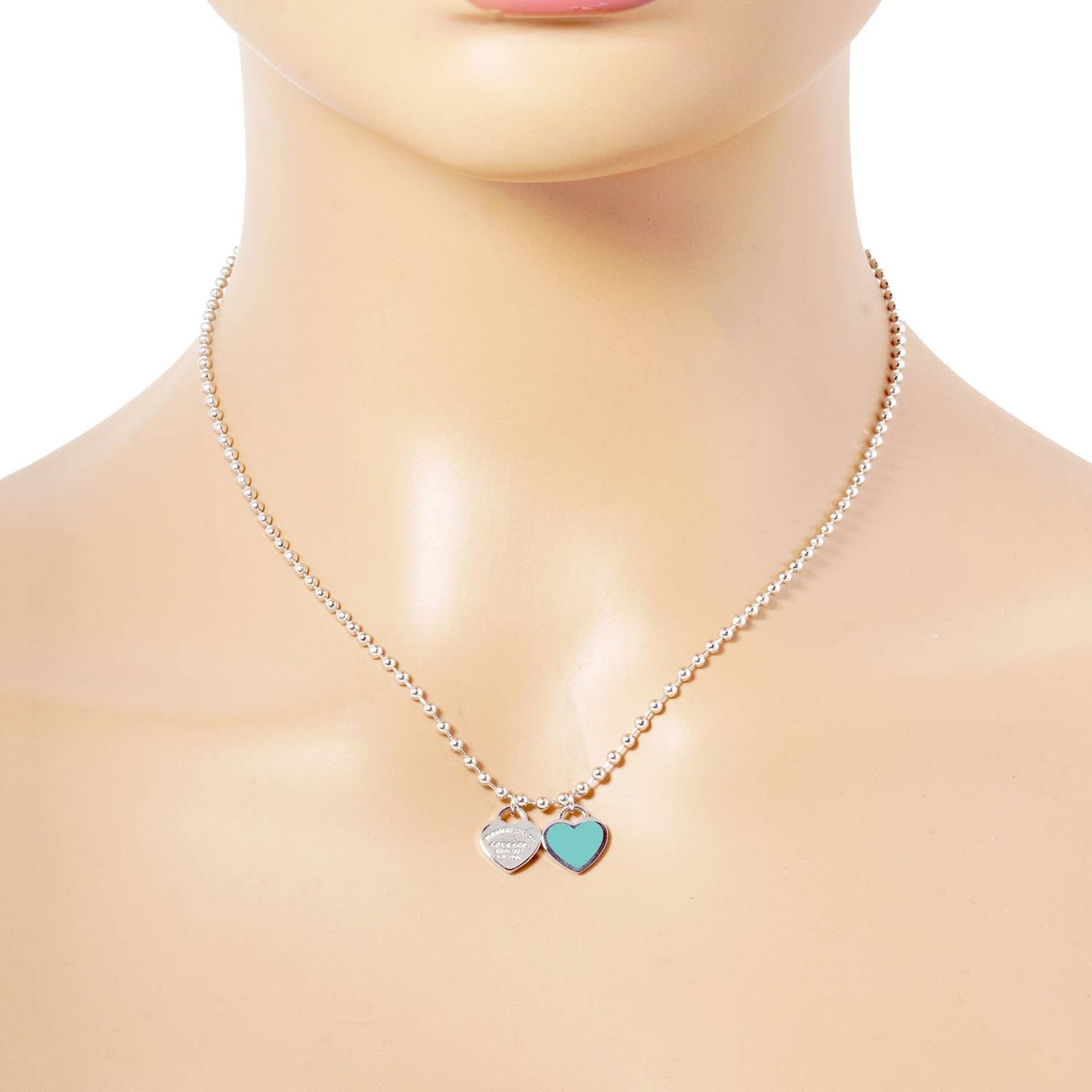 Gold plated Enamel Heart Pendant Necklace : Gold White