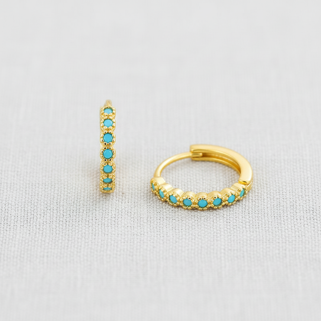 Blue Topaz Geometric Ear Cuff Earrings