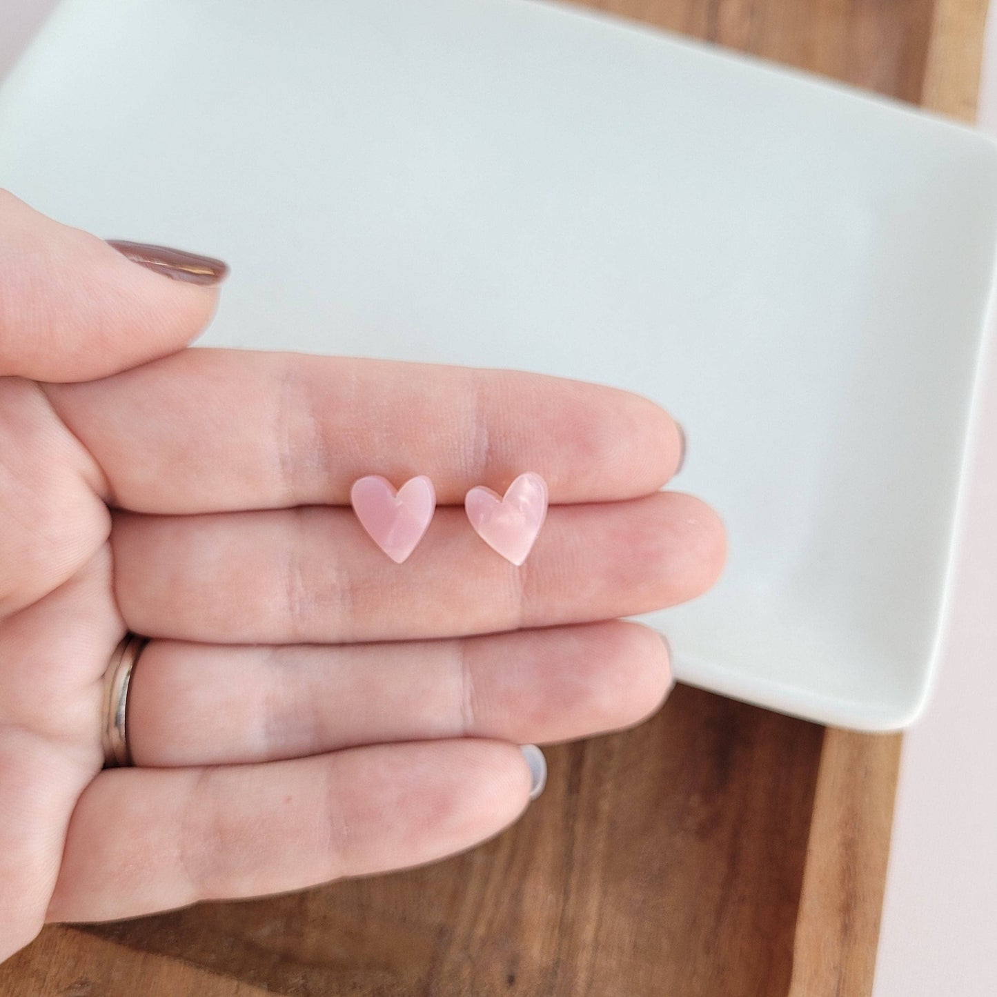 Hand Drawn Heart Studs - Pink // Jewelry, Earrings, Valentine's