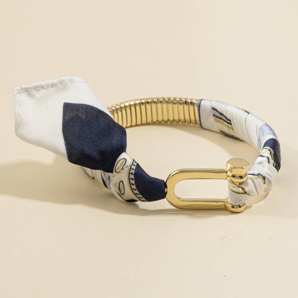 Scarf Wrapped Tube Bangle Bracelet: GDWHT