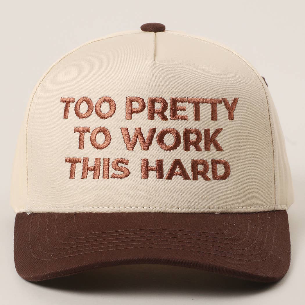 TOO PRETTY TO WORK Embroidery Trucker Hat: LEOPARD / One Size