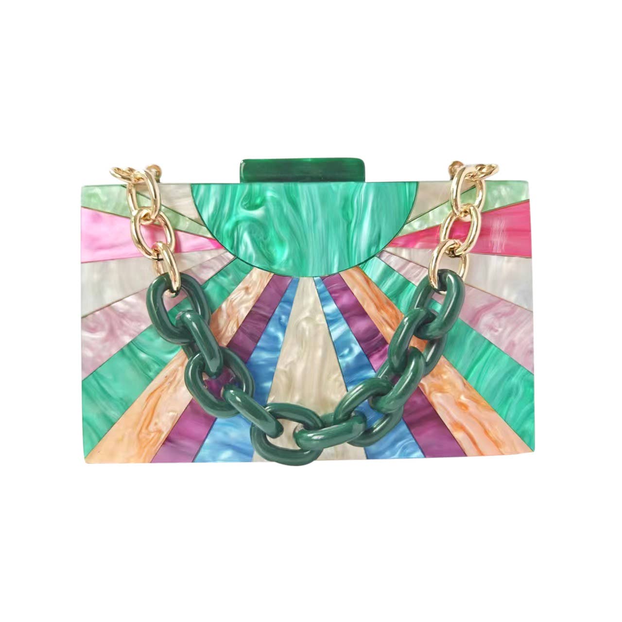 Celeste Acrylic Clutch Bag - Green