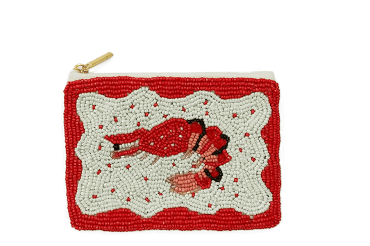 Shrimp Themed Fully Beaded Coin Purse