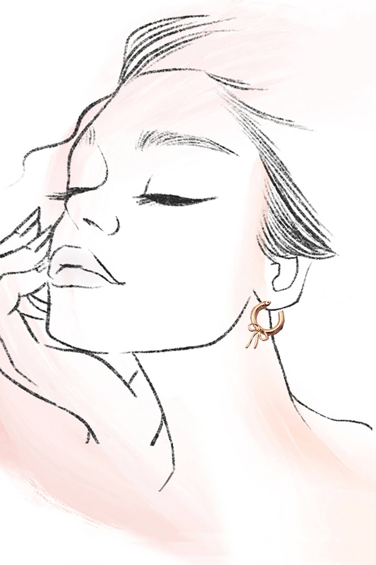 WORN GOLD BOW PUFFY HOOP EARRINGS | 80E06289: Gold
