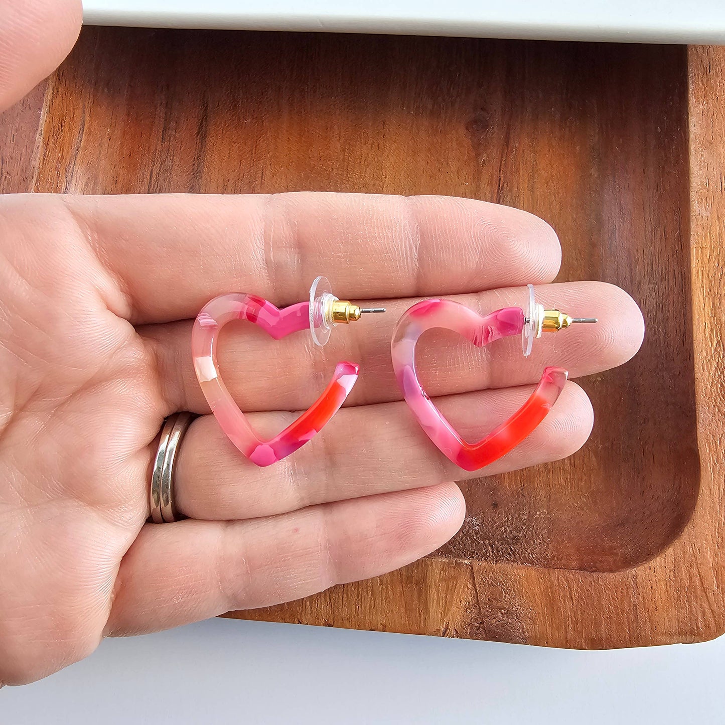 Mini Heart Hoops - Tickled Pink // Valentine's Day Jewelry